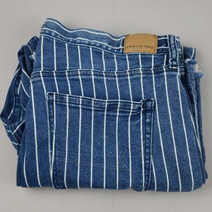 American Eagle wide leg crop jeans hi rise stripe